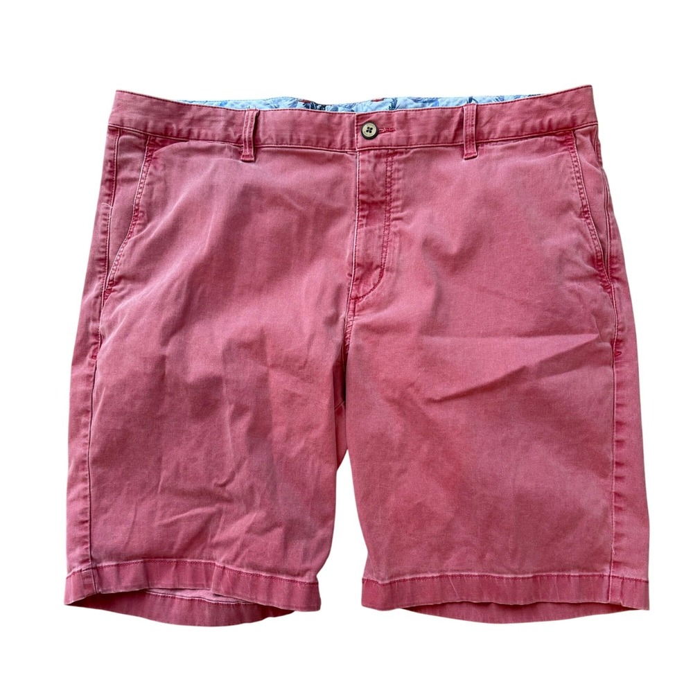 Tommy Bahama Boracay Chino Shorts Mens 40 Red Flat Front Cotton‎ Stretch Casual